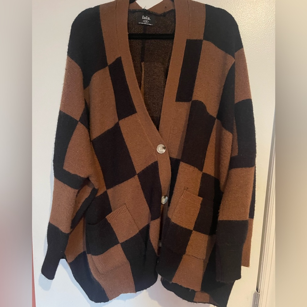 Dressed in LALA Love You Checkerboard Cardigan RARE
